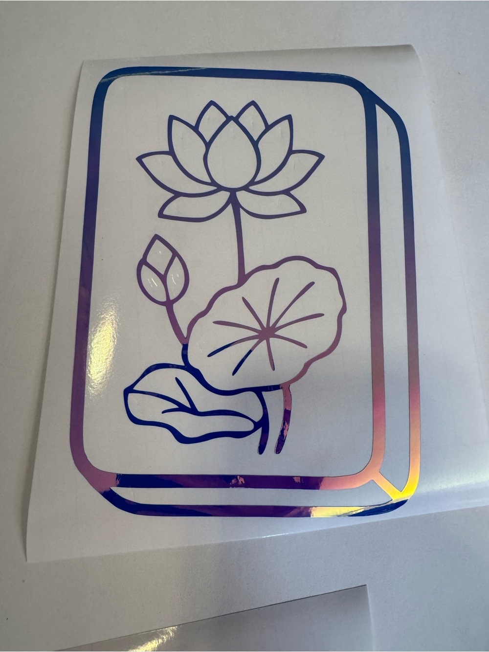 Mahjong Flower Tile holographic removable decal